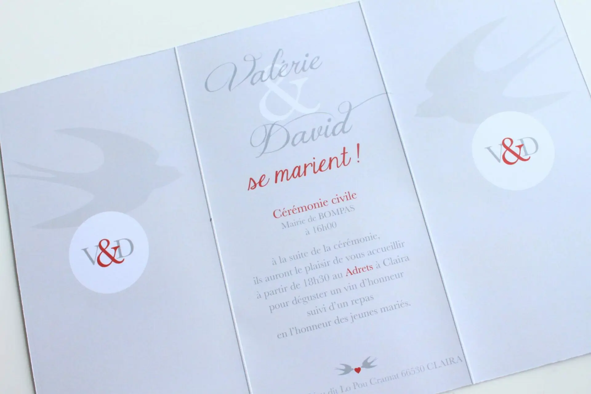 Faire-part moderne ruban rouge