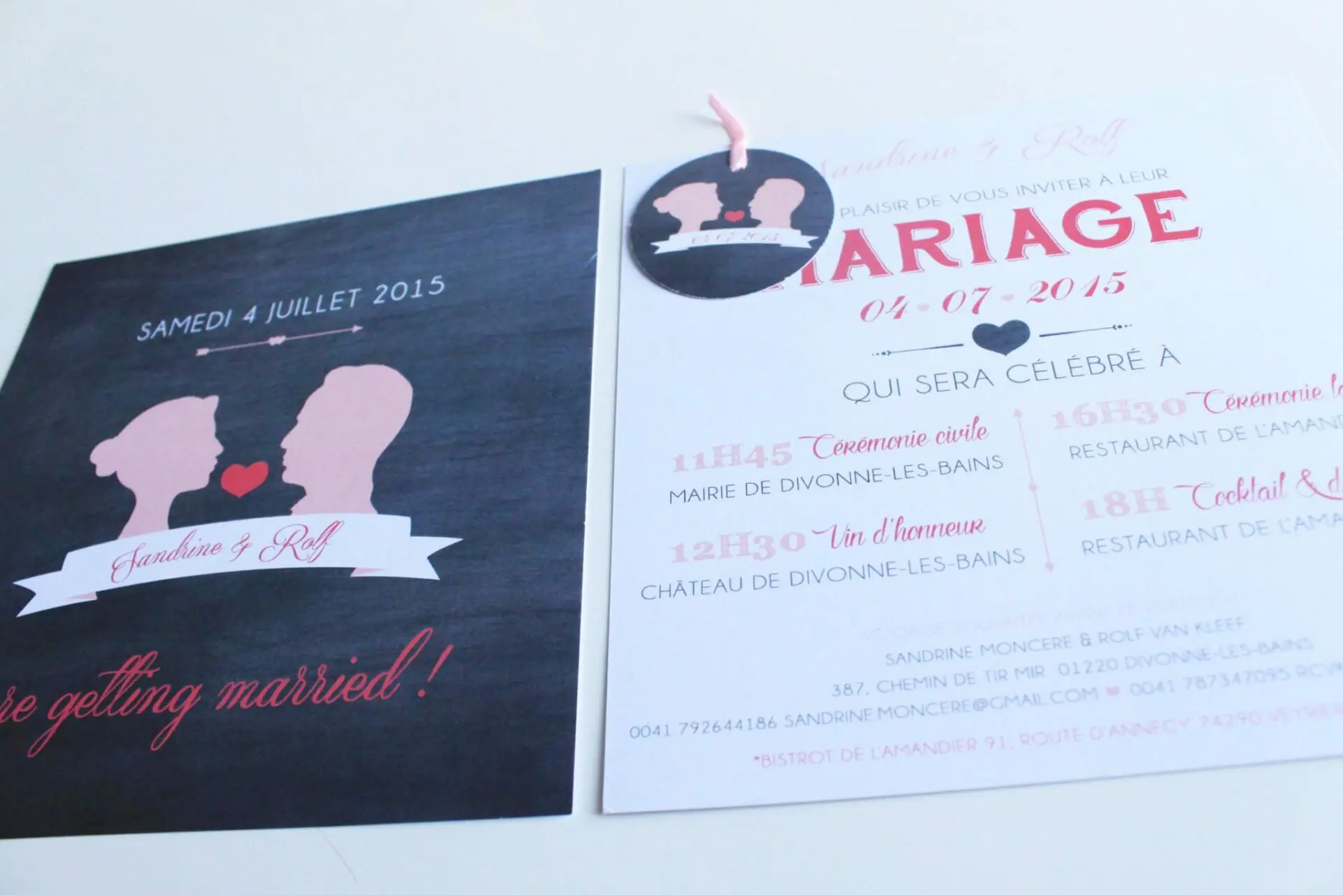 Faire-part Ardoise romantique