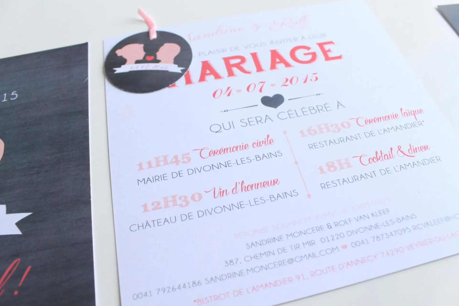 Faire-part Ardoise romantique