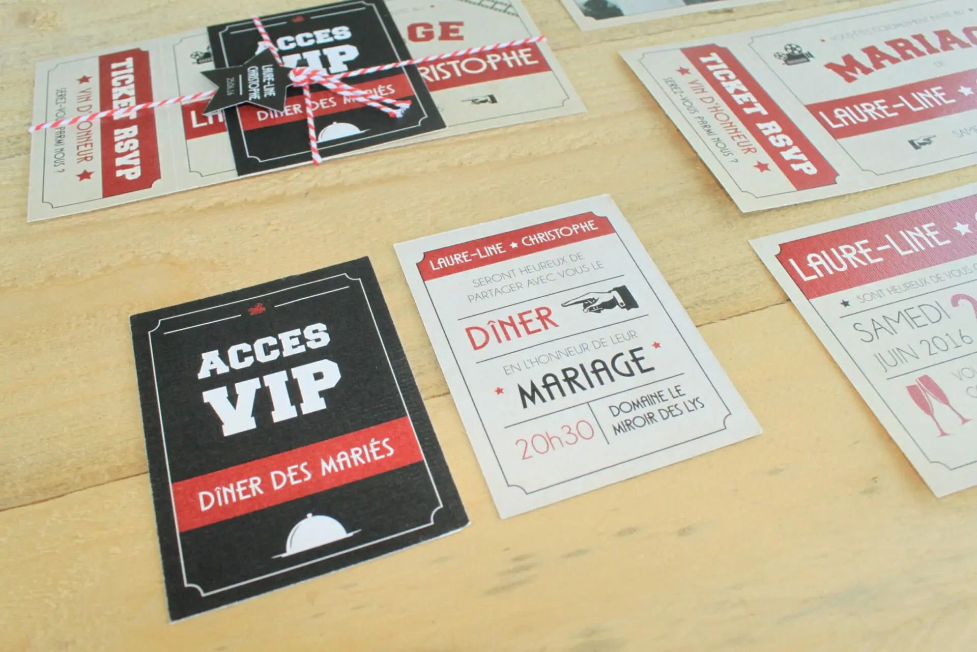 faire-part mariage theme cinéma ticket de cinéma