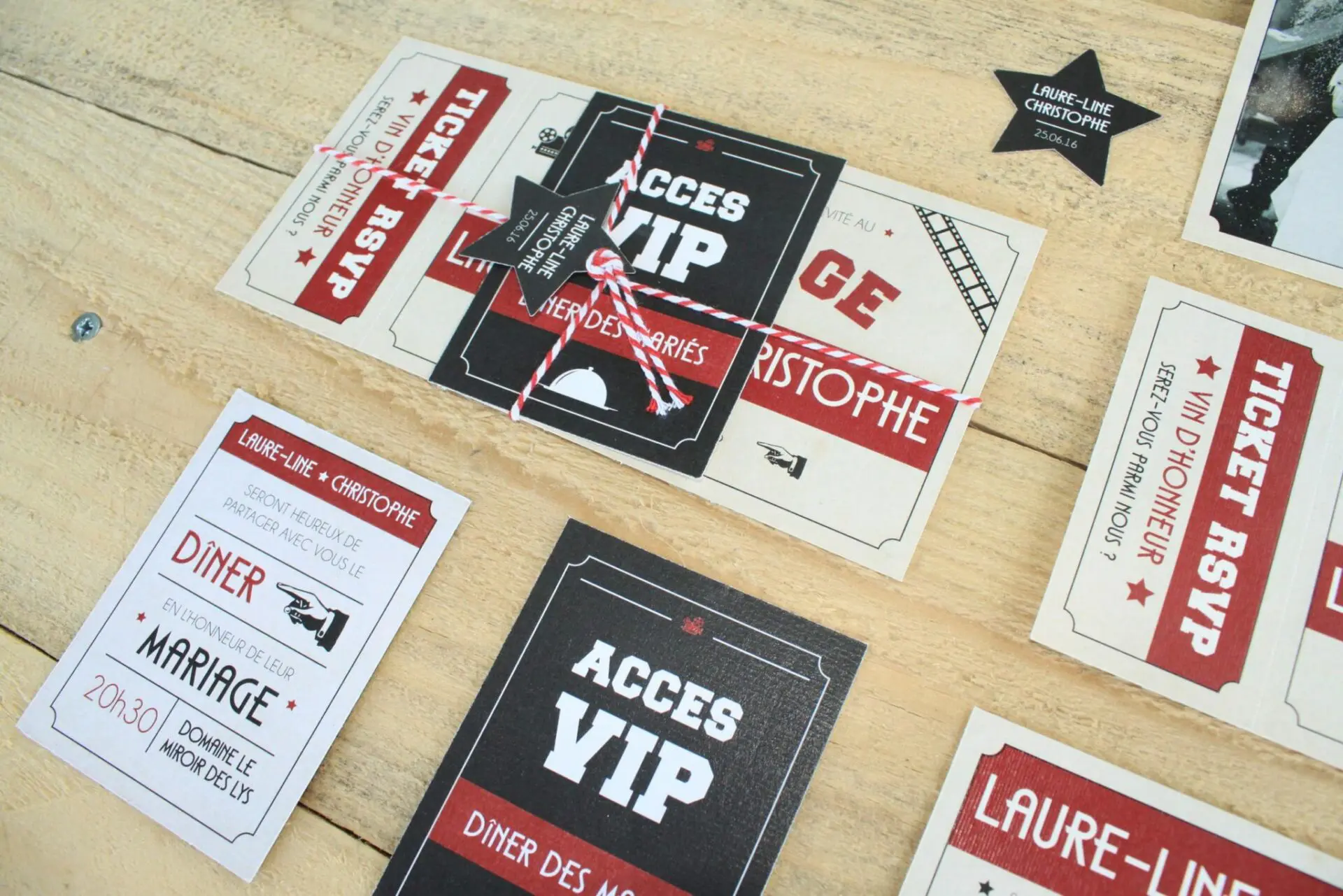 Collection thème cinéma faire-part mariage theme cinéma ticket de cinéma