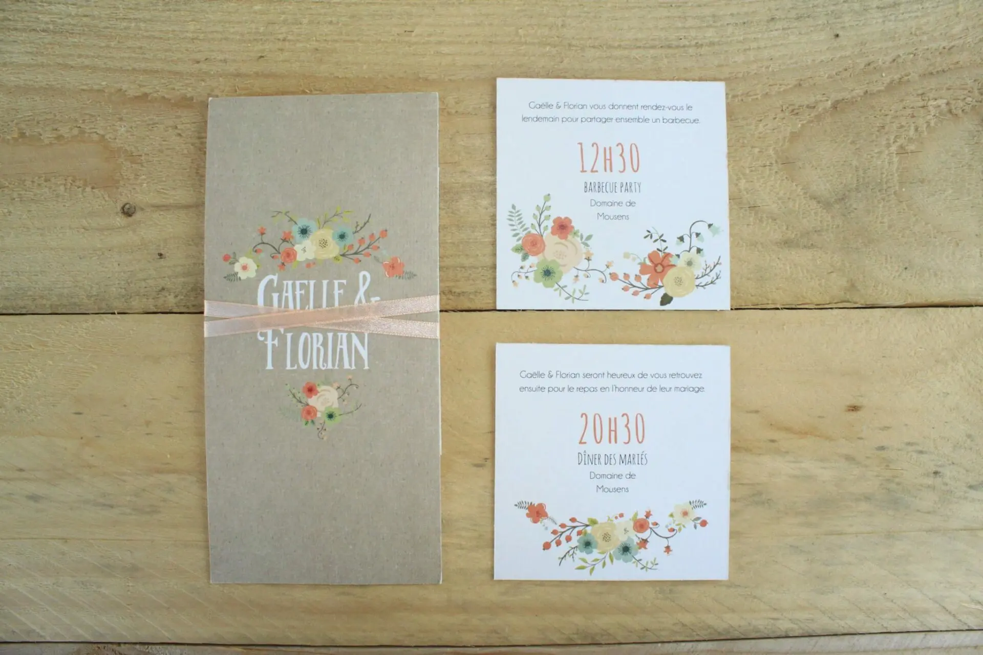 FAIRE-PART MARIAGE CHAMPĂTRE vintage pastel