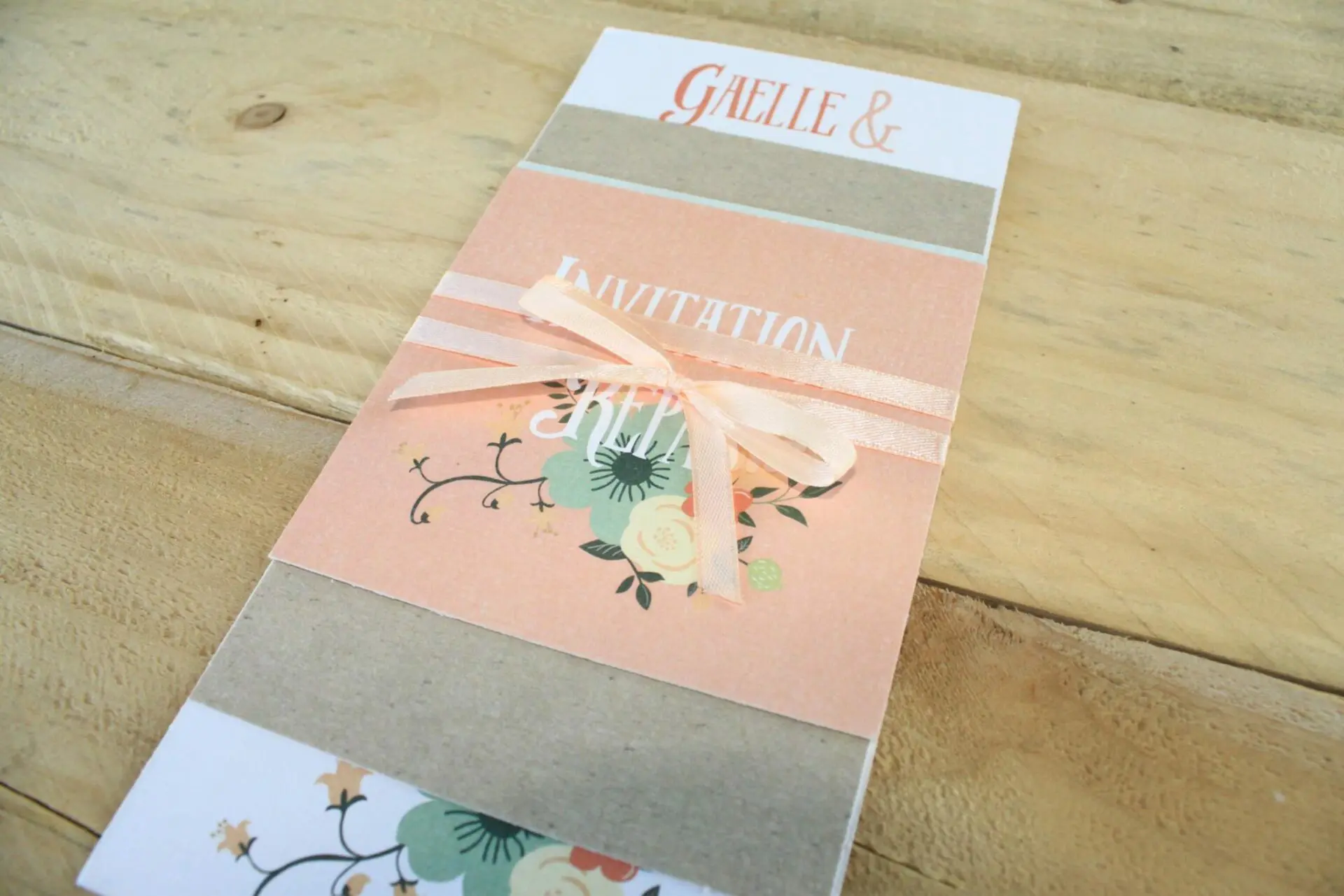 FAIRE-PART MARIAGE CHAMPĂTRE vintage pastel