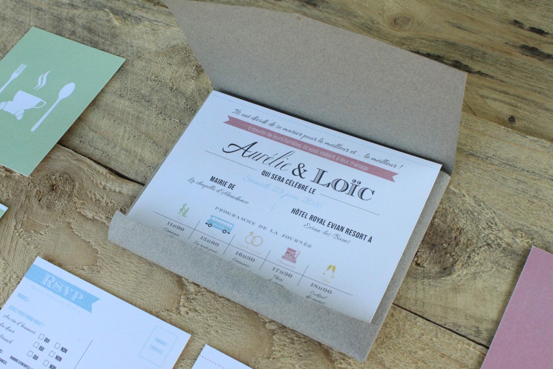 Faire-part Mariage Pocketfolder avec plusieurs cartons sur mesure