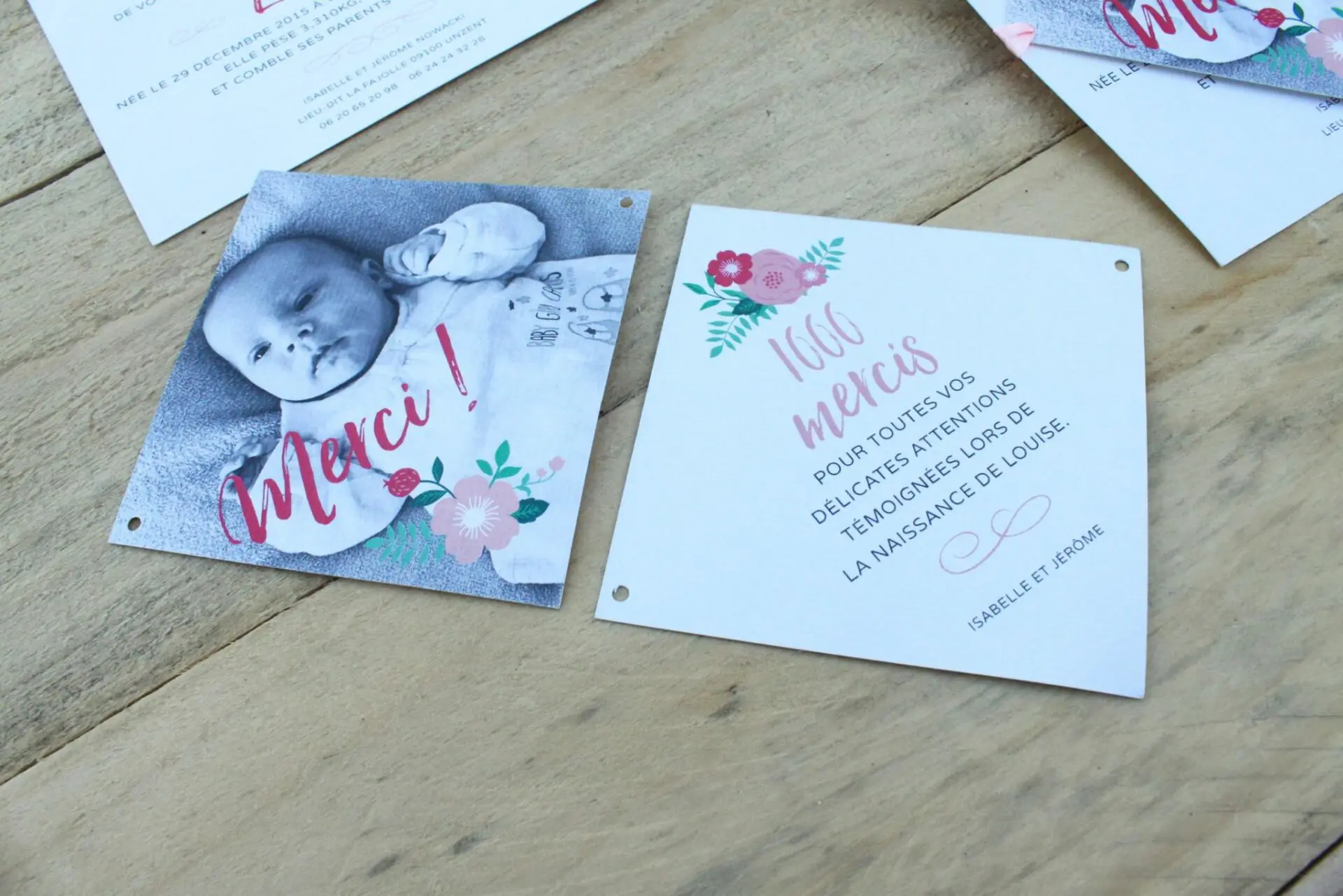 faire-part naissance fille fleur losange