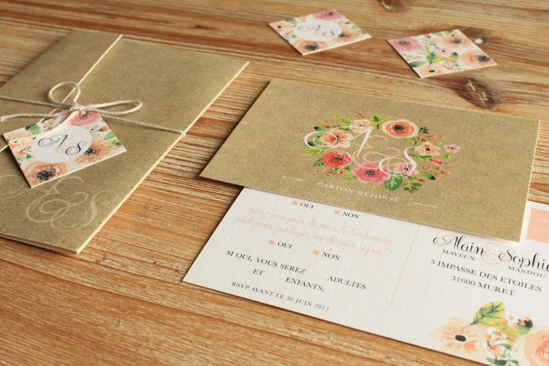 Faire-part avec gypsophile