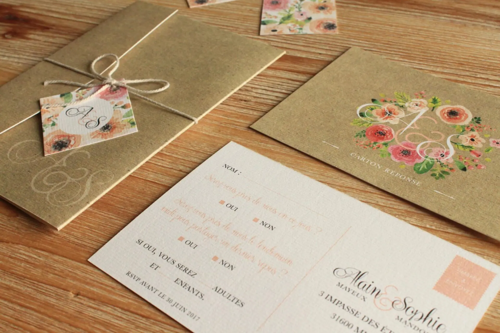 Faire-part avec gypsophile
