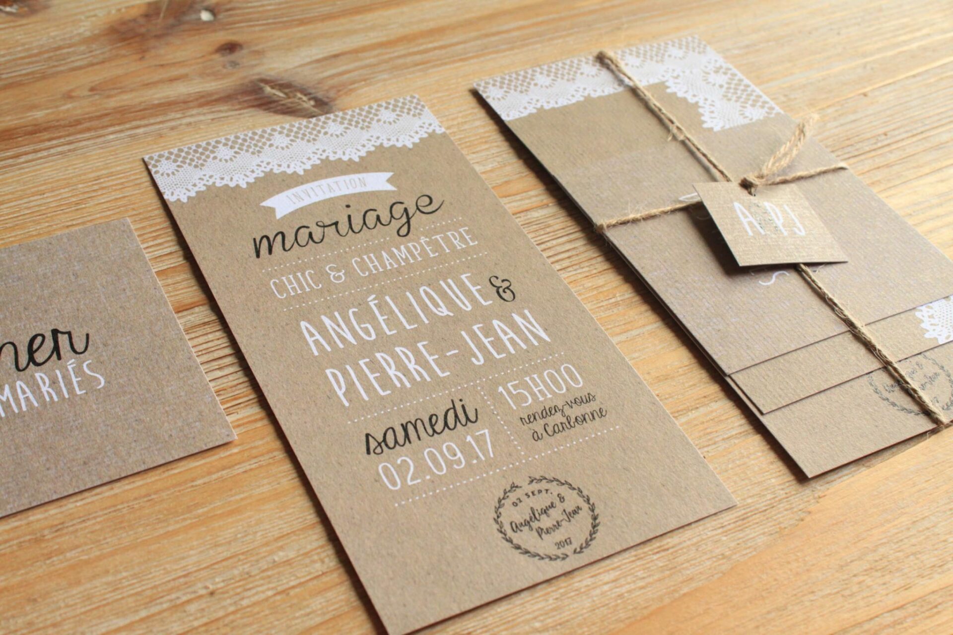 Faire-part de mariage Champêtre Kraft – L'Art du Papier Paris