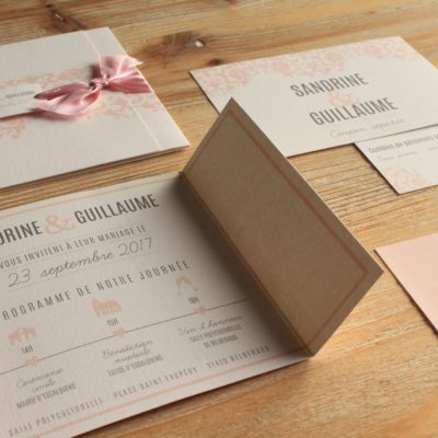 Faire-part rose clair romantique