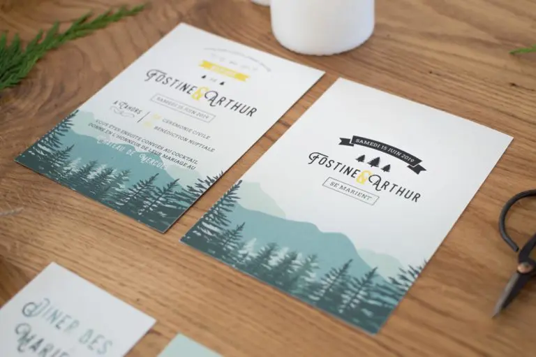 faire-part-mariage INTO THE WOODS montagne fôret faire-part hiver