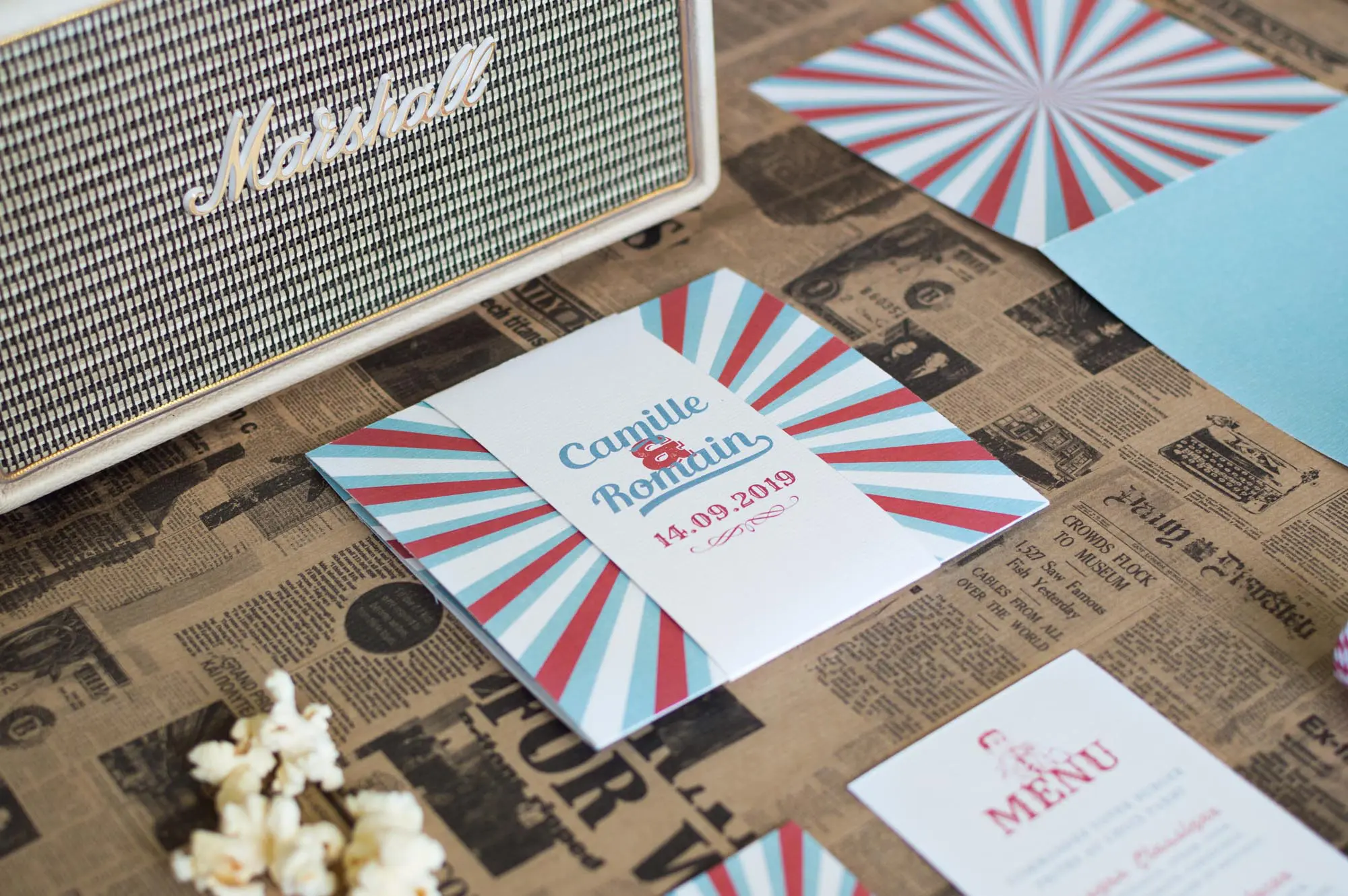 faire-part mariage ROCKABILLY rock'n'roll année 50 vintage rétro