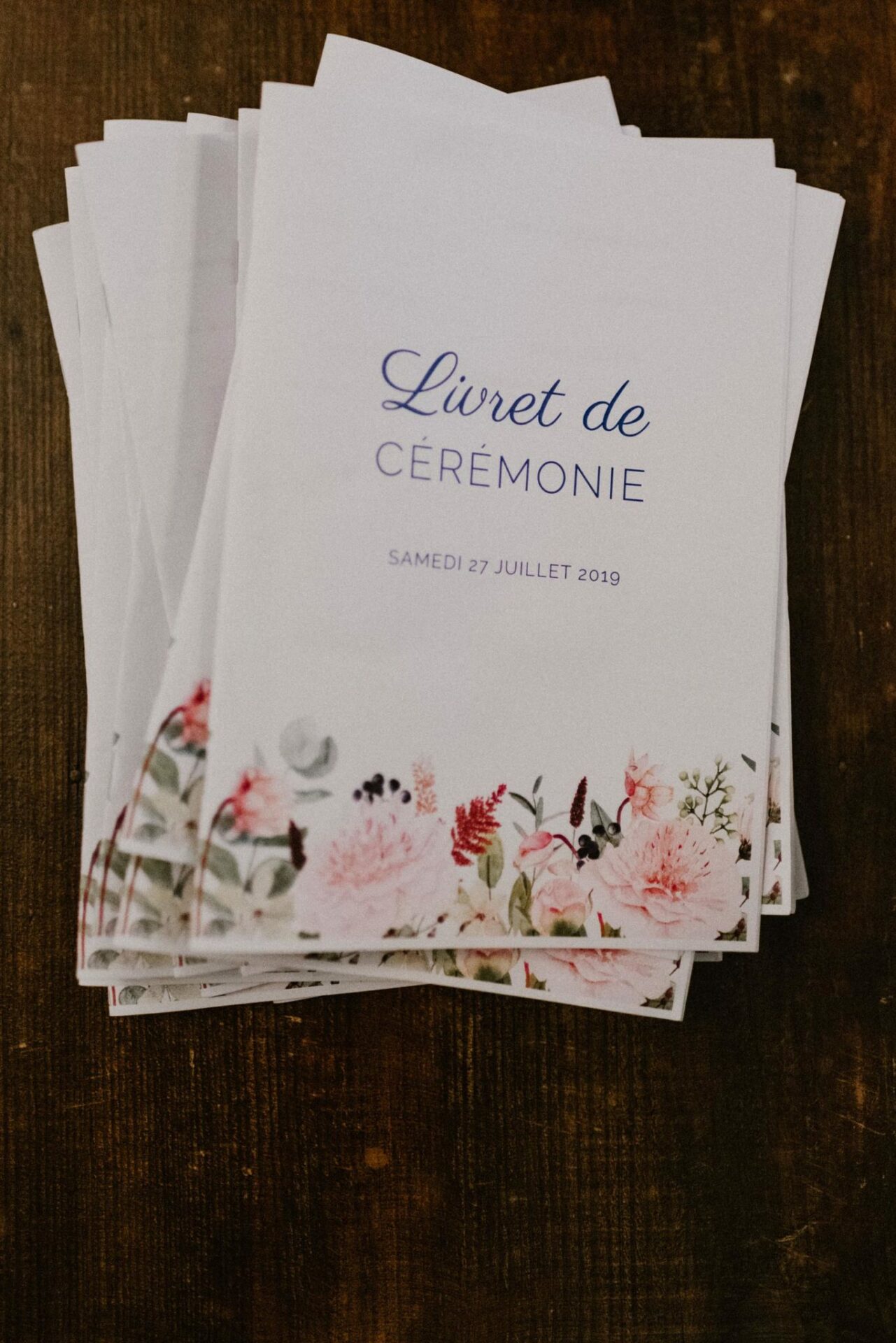Faire-part de mariage champêtre Faire-part floral fleurs rose bleu Toulouse Muret