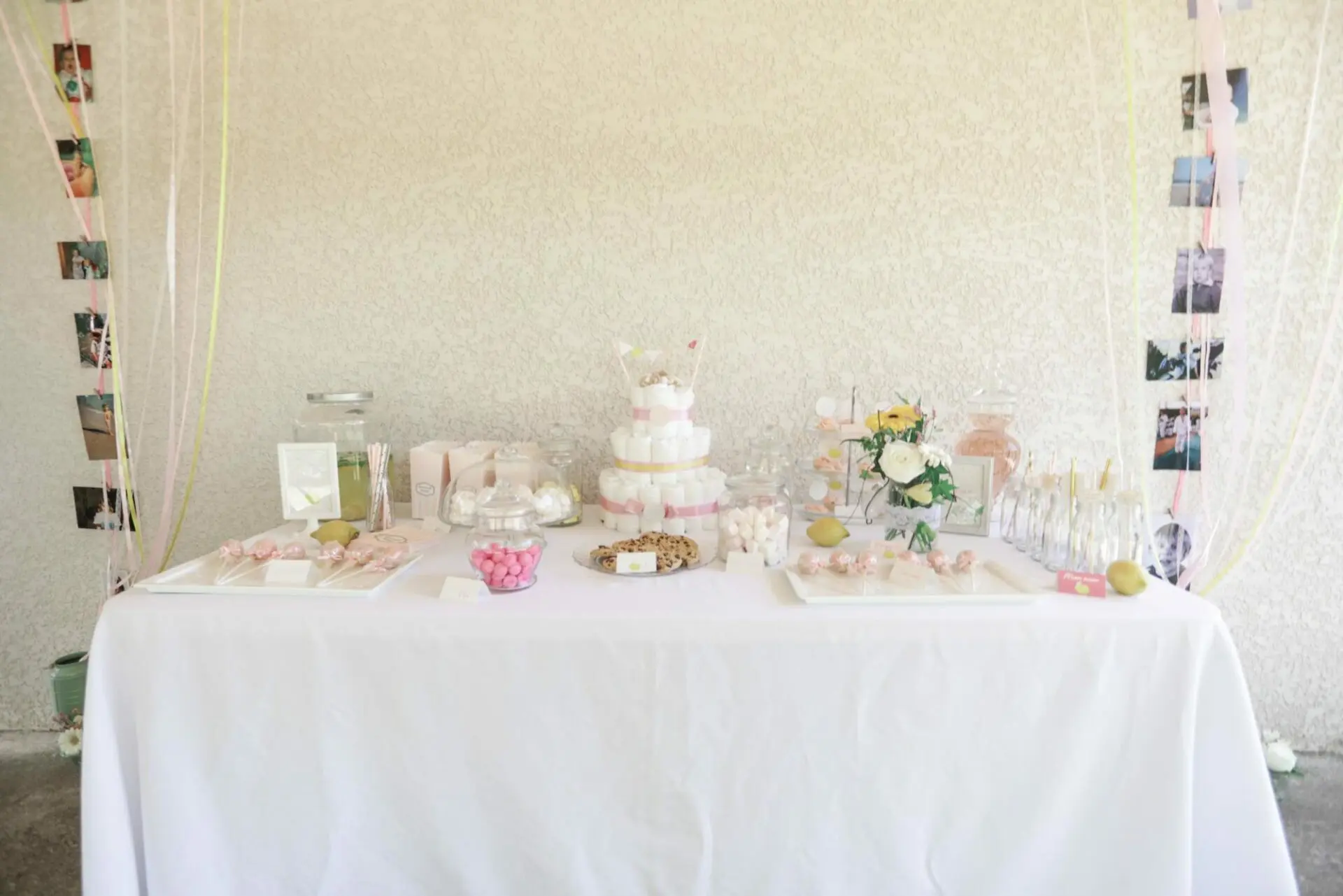 Baby-shower fille rose et citron