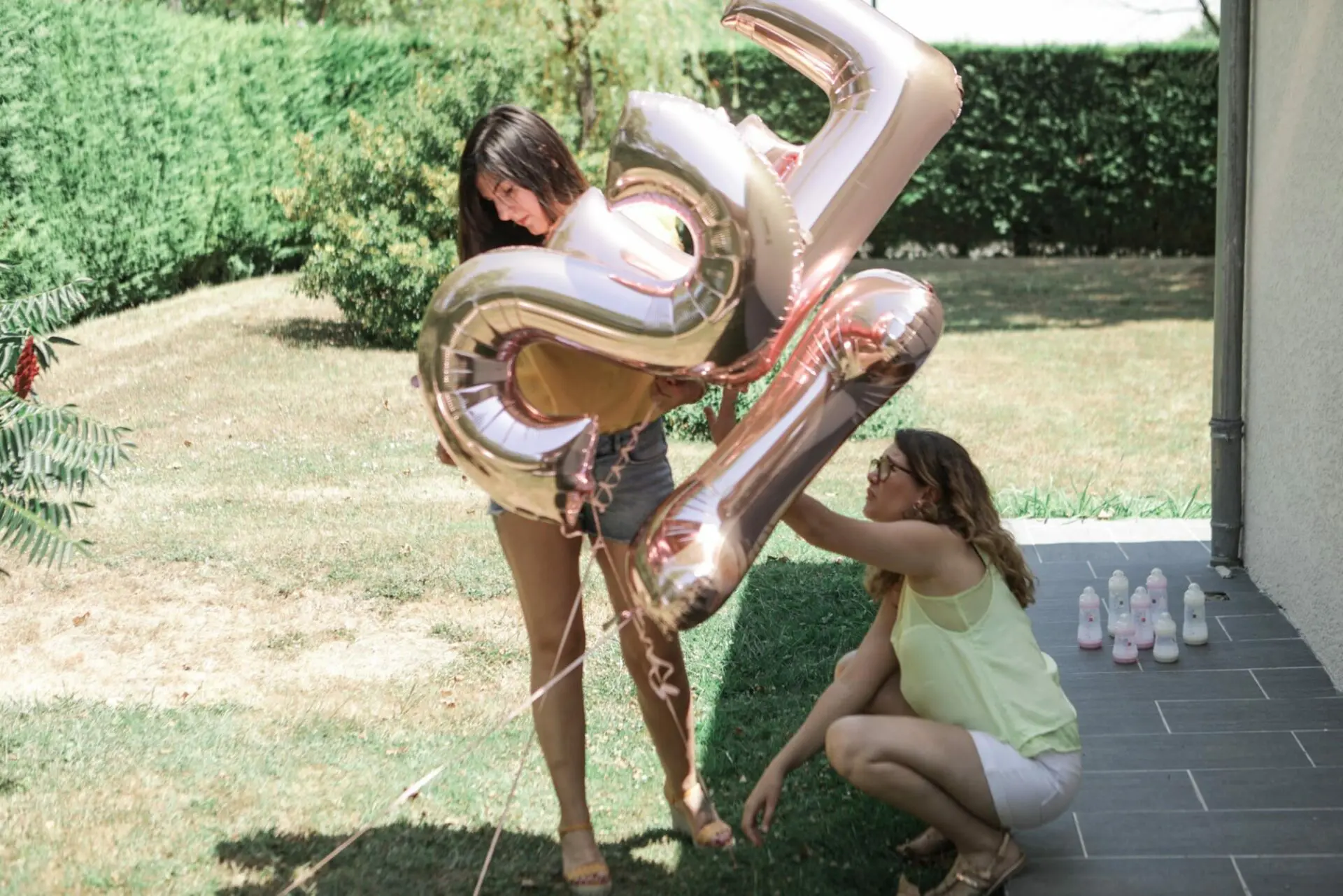 Baby-shower fille rose et citron