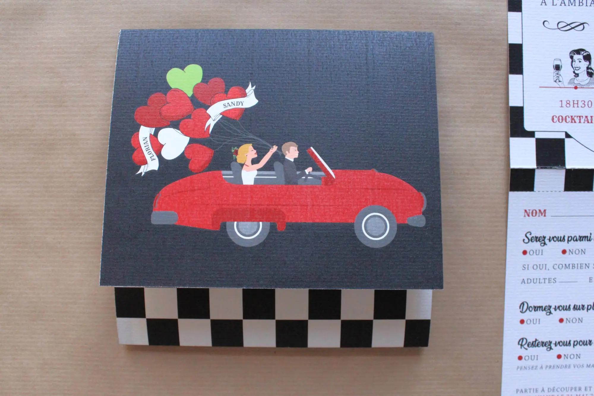 Faire-part mariage rockabilly rouge et noirFaire-part mariage rockabilly rogue et noir
