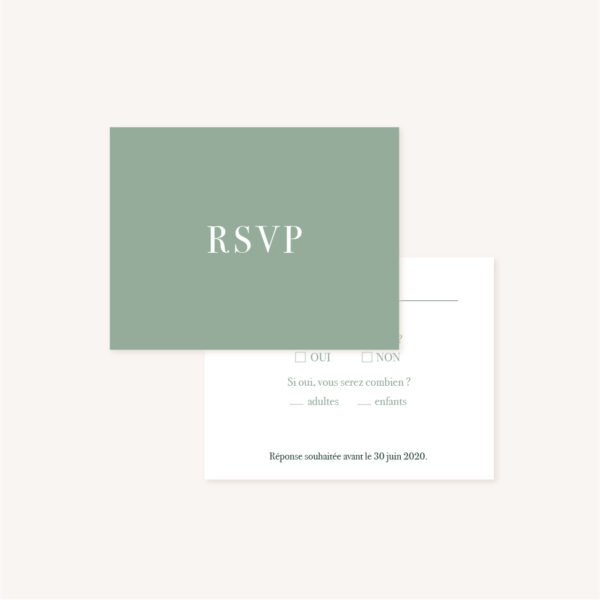 RSVP faire-part vert minimaliste végétal nature faire-part mariage