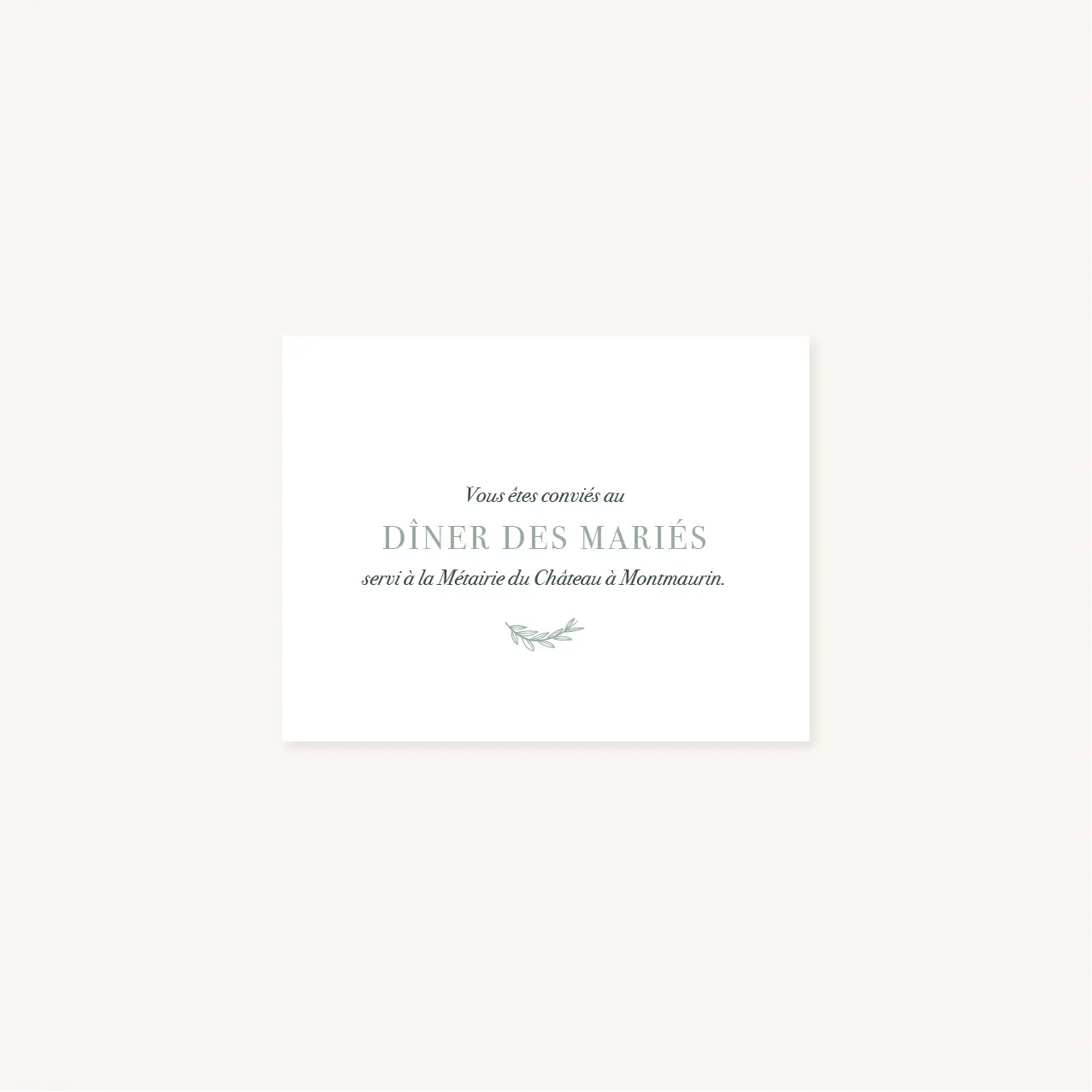 Carton dîner faire-part vert minimaliste végétal nature faire-part mariage