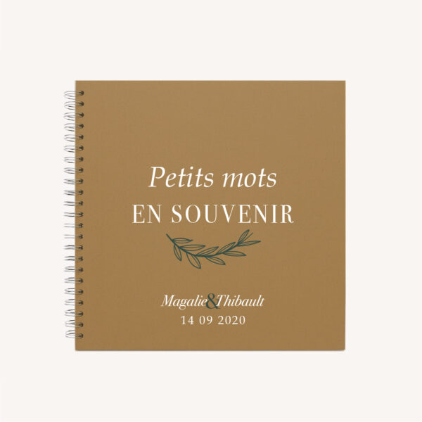 Livre d'or mariage kraft vert minimaliste végétal nature