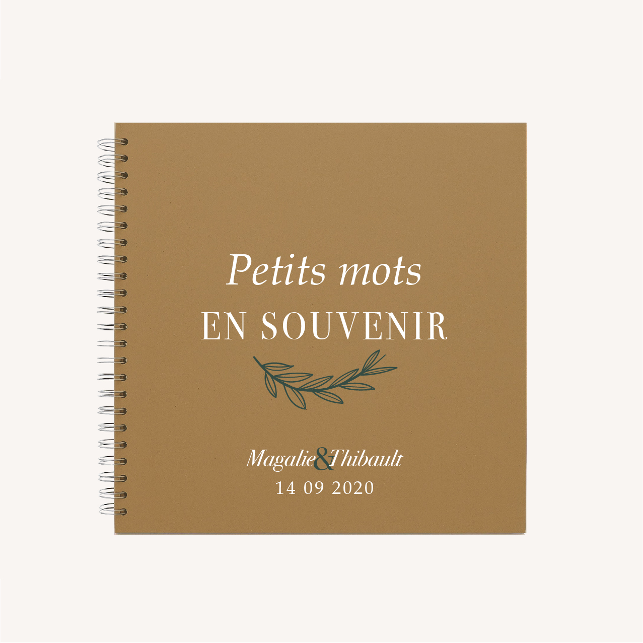 Livre d'or mariage kraft vert minimaliste végétal nature