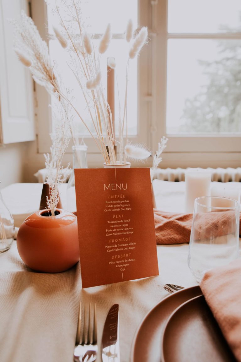 Menu mariage Terracotta Le Comptoir du Bonheur