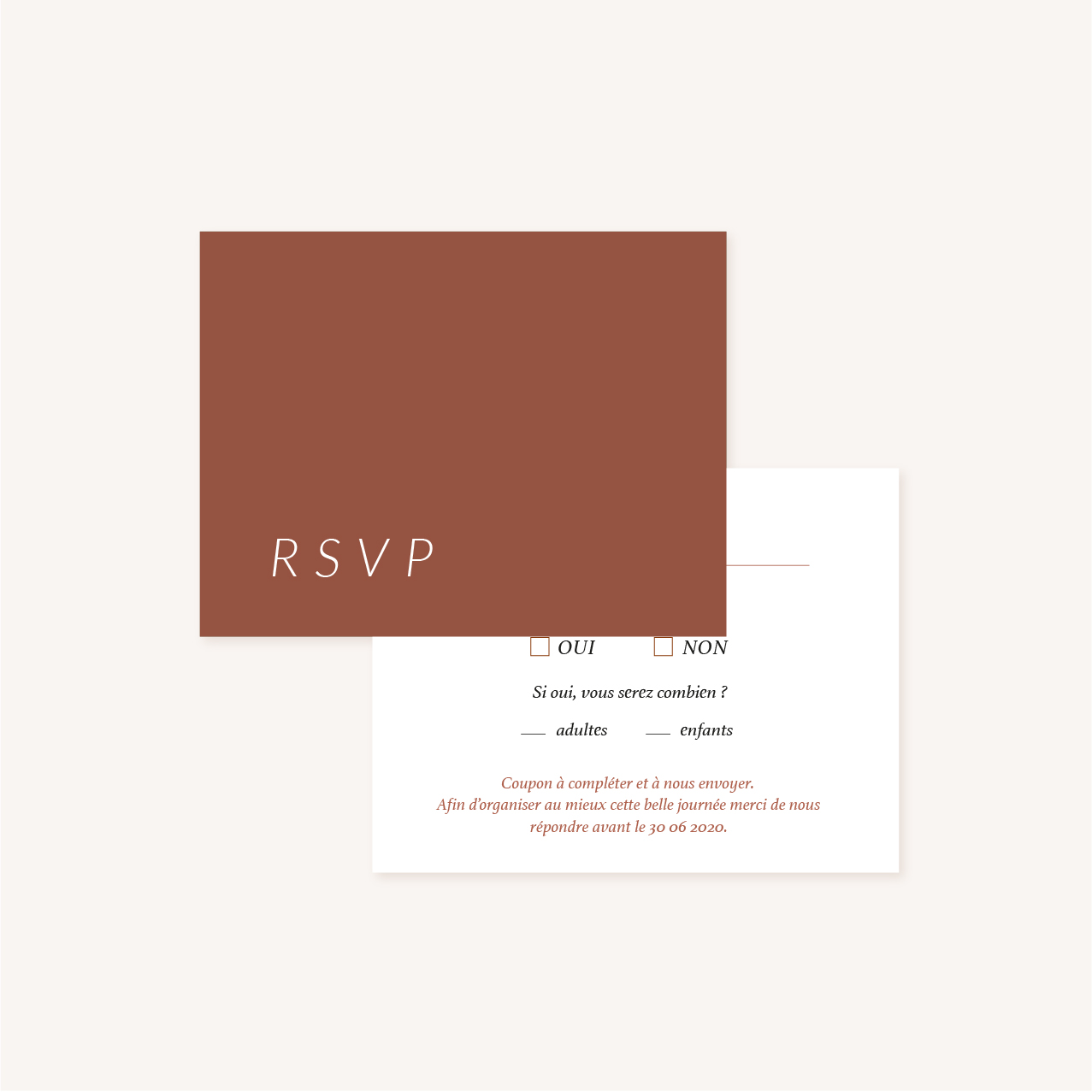 RSVP mariage Terracotta brique blush