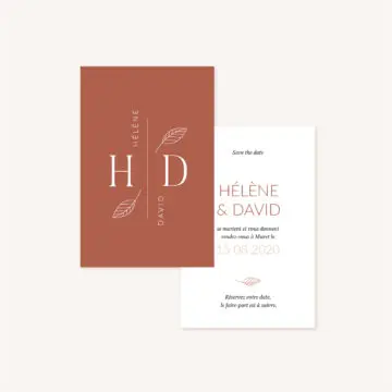 Save the date mariage Terracotta brique blush