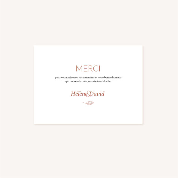 Remerciements mariage Terracotta brique blush