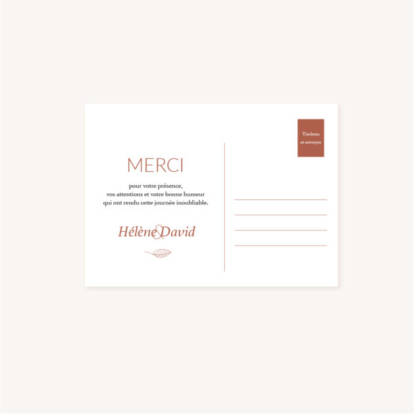 Remerciements mariage Terracotta brique blush