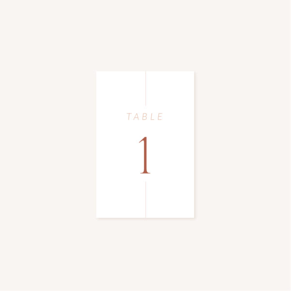 Numéro de table mariage Terracotta brique blush