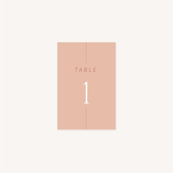 Numéro de table mariage Terracotta brique blush