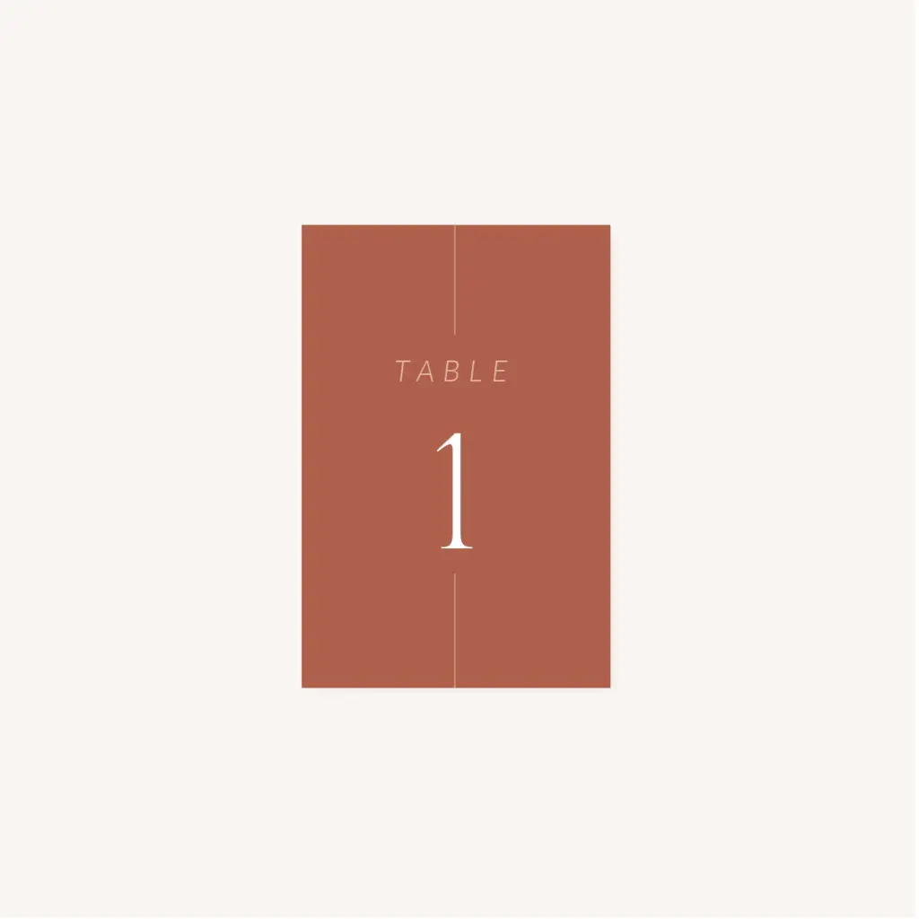 Numéro de table mariage Terracotta brique blush