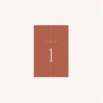 Numéro de table mariage Terracotta brique blush