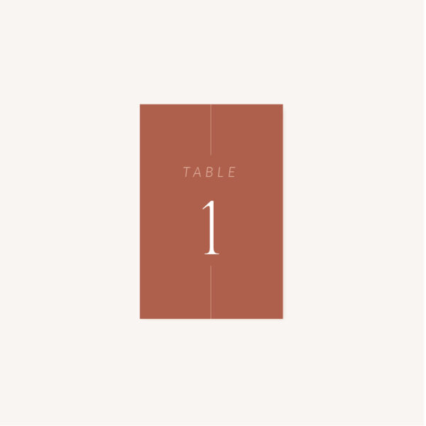 Numéro de table mariage Terracotta brique blush