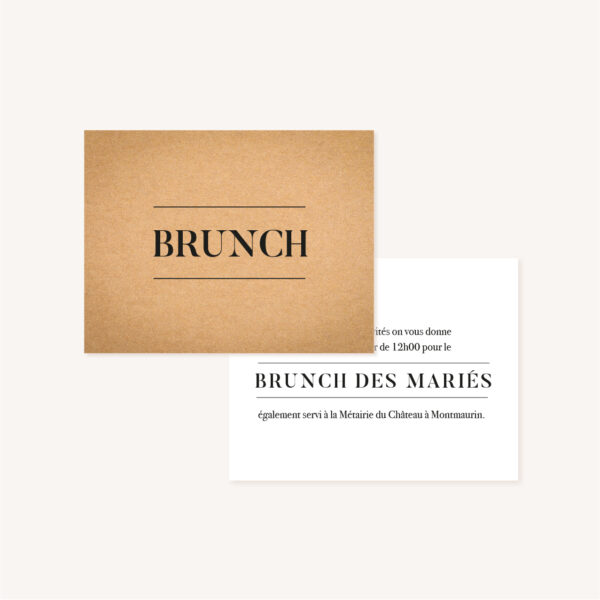 Carton brunch faire-part mariage industriel kraft ardoise mariage industriel