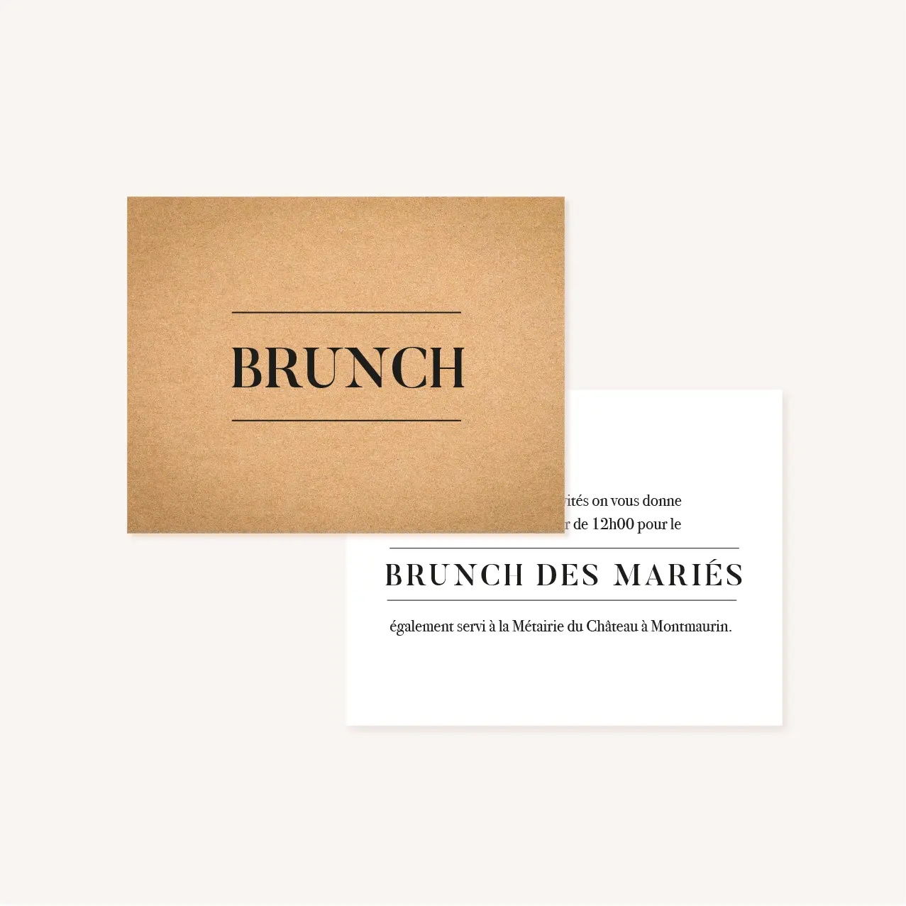 Carton brunch faire-part mariage industriel kraft ardoise mariage industriel