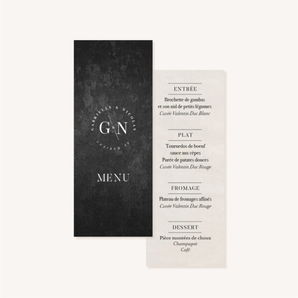 Menu mariage industriel kraft ardoise mariage industriel