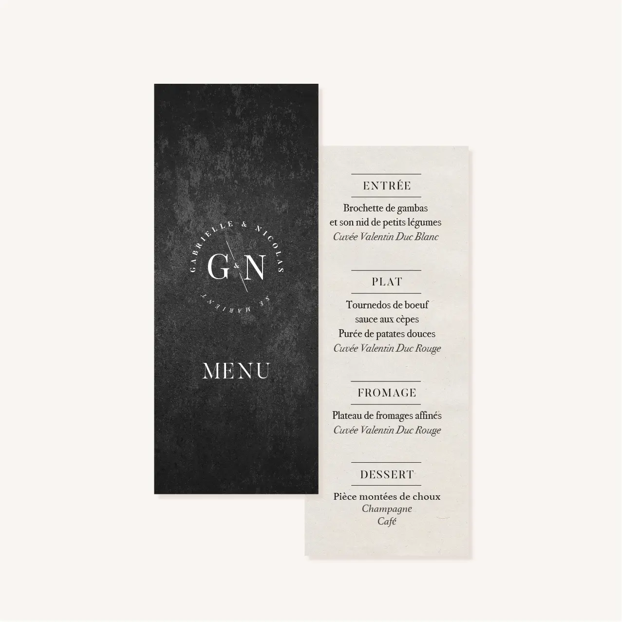 Menu mariage industriel kraft ardoise mariage industriel