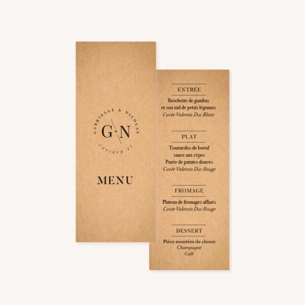 Menu mariage industriel kraft ardoise mariage industriel