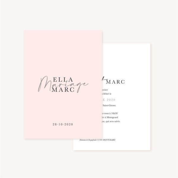 Faire-part mariage élégant chic romantic neutral épuré bordeaux rose nude blanc