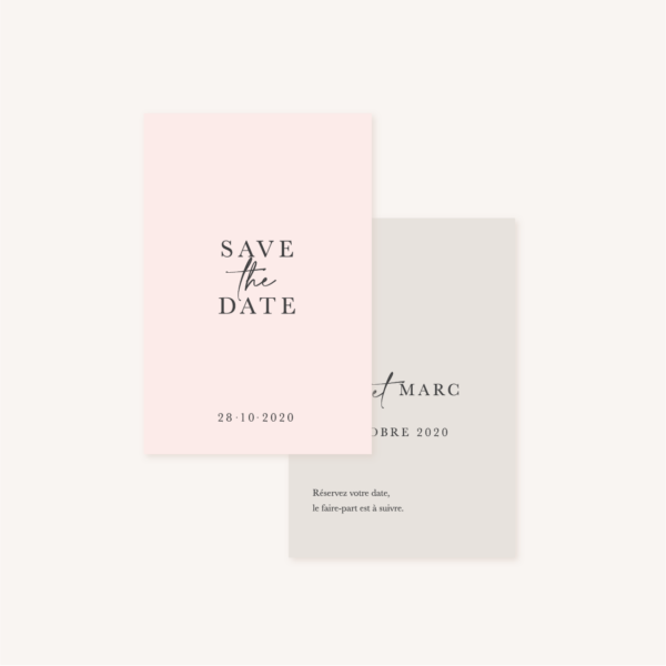 Save the date mariage élégant chic romantic neutral épuré bordeaux rose nude blanc