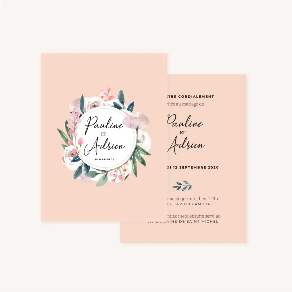 Faire-part mariage floral fleurs jardin anglais