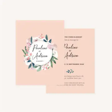 Faire-part mariage floral fleurs jardin anglais