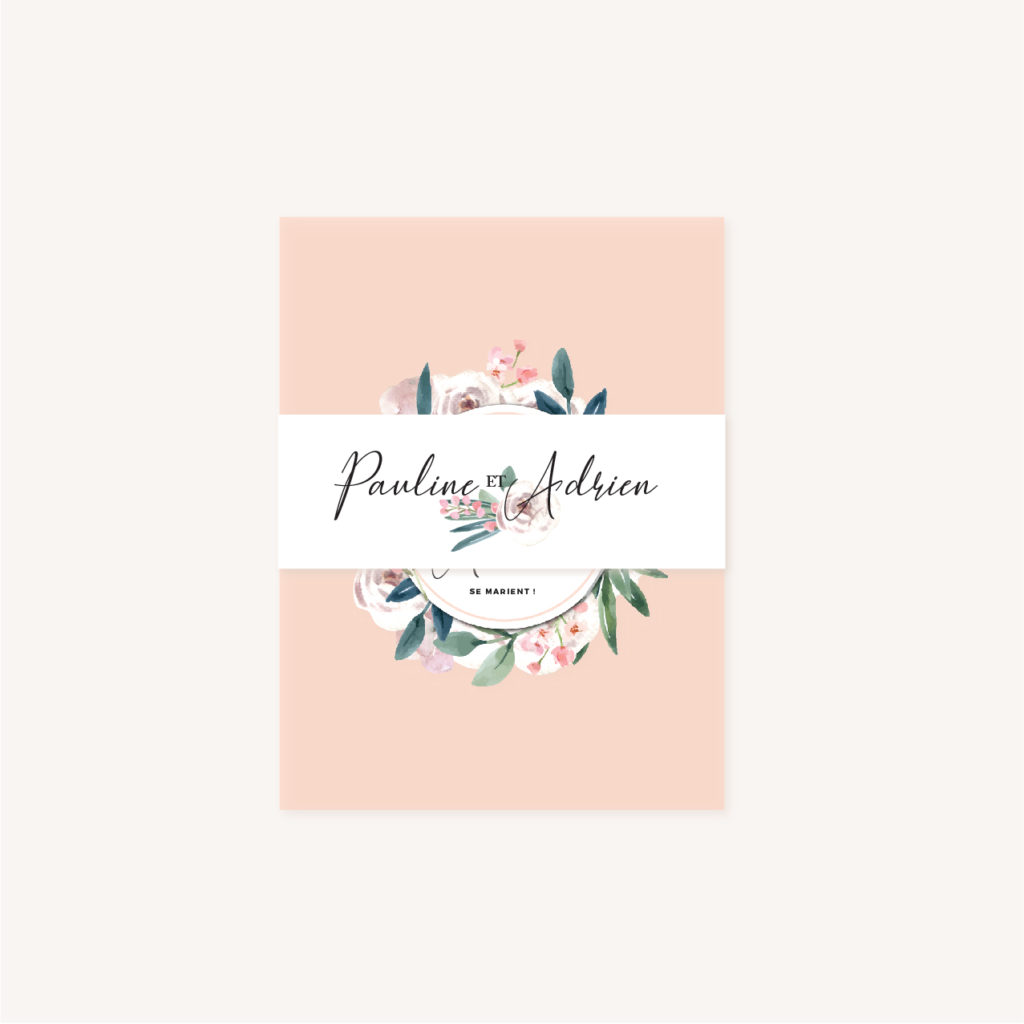 Bandeau Faire-part mariage floral fleurs jardin anglais