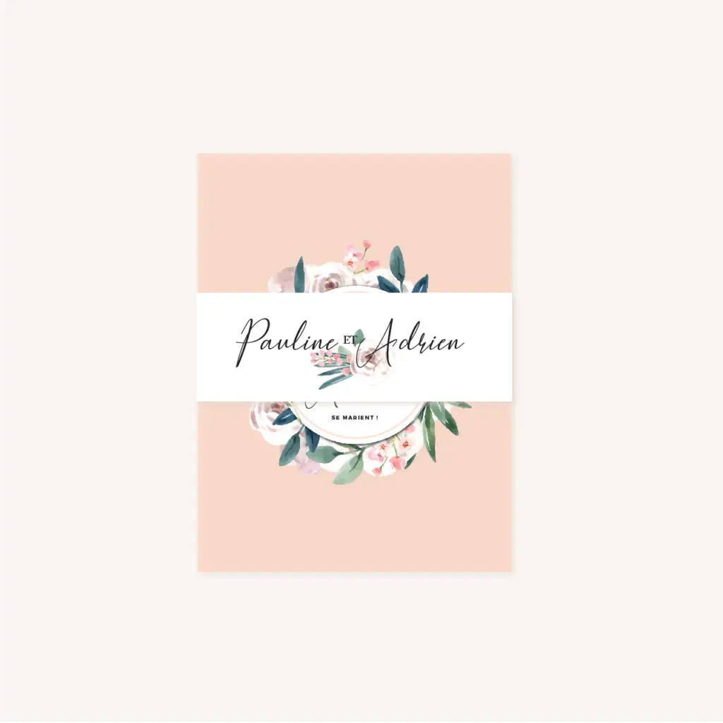 Bandeau Faire-part mariage floral fleurs jardin anglais