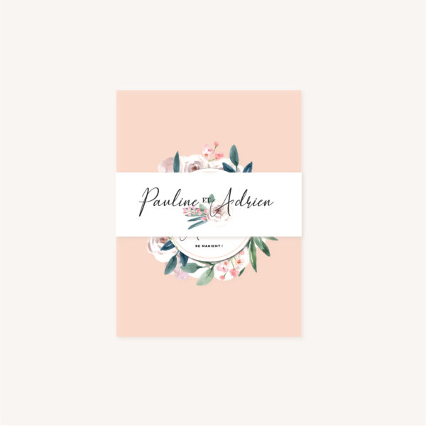 Bandeau Faire-part mariage floral fleurs jardin anglais