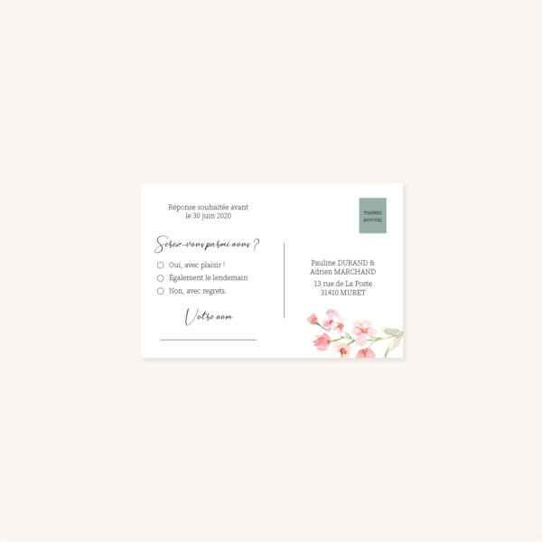 RSVP Faire-part mariage floral fleurs jardin anglais