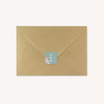 Enveloppe étiquette adhésive mariage fleurs jardin anglais