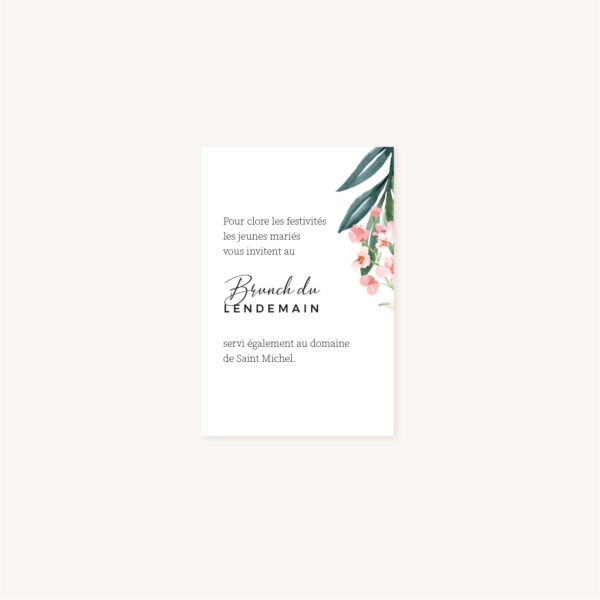 Carton brunch Faire-part mariage floral fleurs jardin anglais
