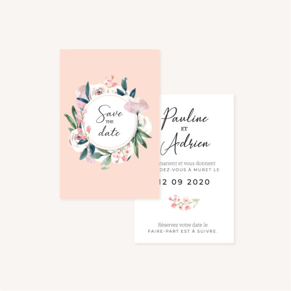 Save the date mariage fleurs jardin anglais