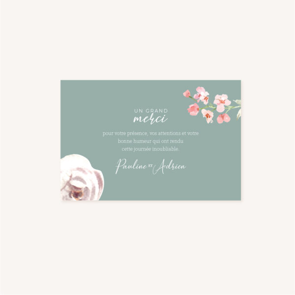 Remerciements Faire-part mariage floral fleurs jardin anglais